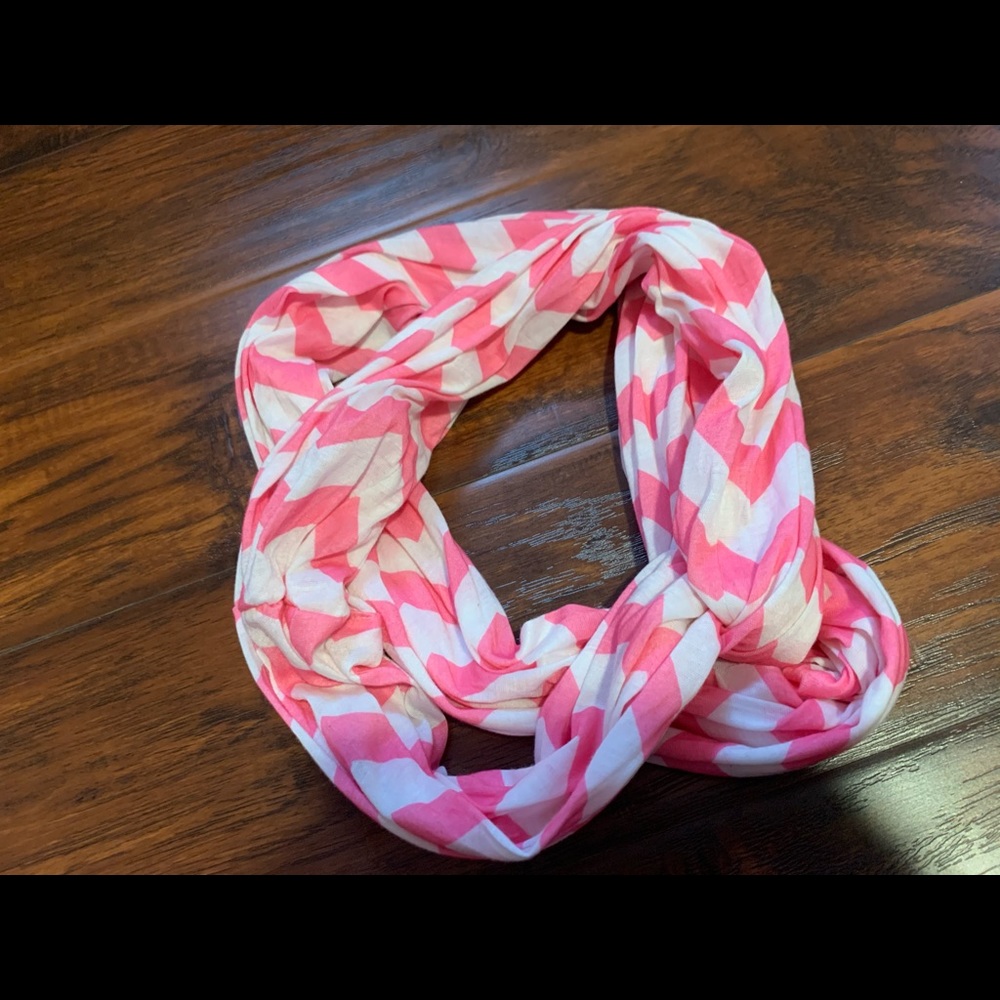 Pink and white scarf